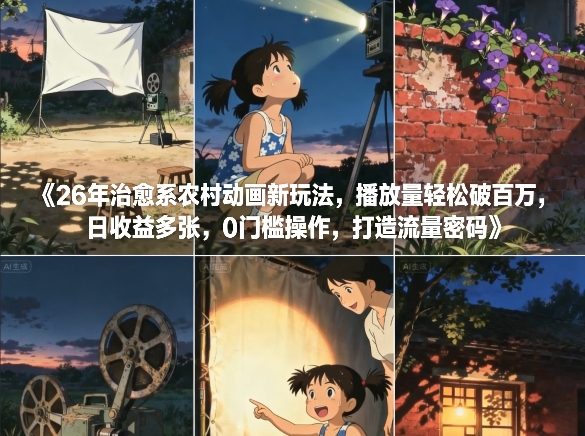 26年治愈系农村动画新玩法，播放量轻松破百万，日收益多张，0门槛操作，打造流量密码 - 星辰网创 - 网创副业项目资源站-星辰网创 - 网创副业项目资源站