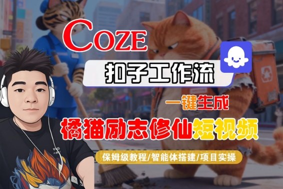 Coze扣子智能体工作流一键生成“橘猫励志修仙“短视频,全流程保姆级教学-星辰网创 - 网创副业项目资源站