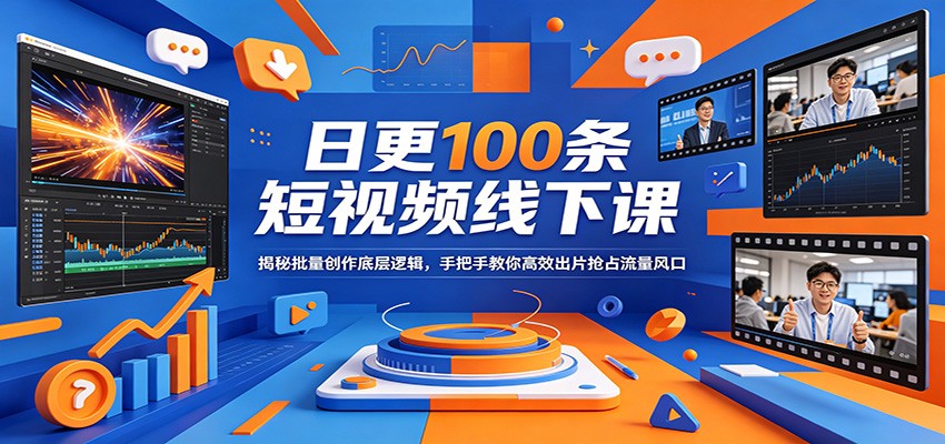 日更100条短视频线下课：揭秘批量创作底层逻辑，手把手教你高效出片抢占流量风口 - 星辰网创 - 网创副业项目资源站-星辰网创 - 网创副业项目资源站
