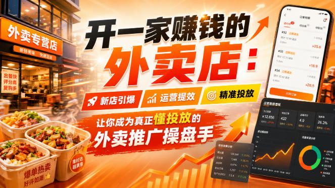 开一家賺钱的外卖店:新店引爆·运营提效·精准投放,让你成为真正懂投放的外卖推广操盘手-星辰网创 - 网创副业项目资源站