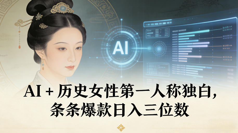 AI+历史女性第一人称独白,条条爆款日入三位数-星辰网创 - 网创副业项目资源站