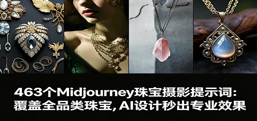 463个Midjourney珠宝摄影提示词：覆盖全品类珠宝，AI设计秒出专业效果 - 星辰网创 - 网创副业项目资源站-星辰网创 - 网创副业项目资源站