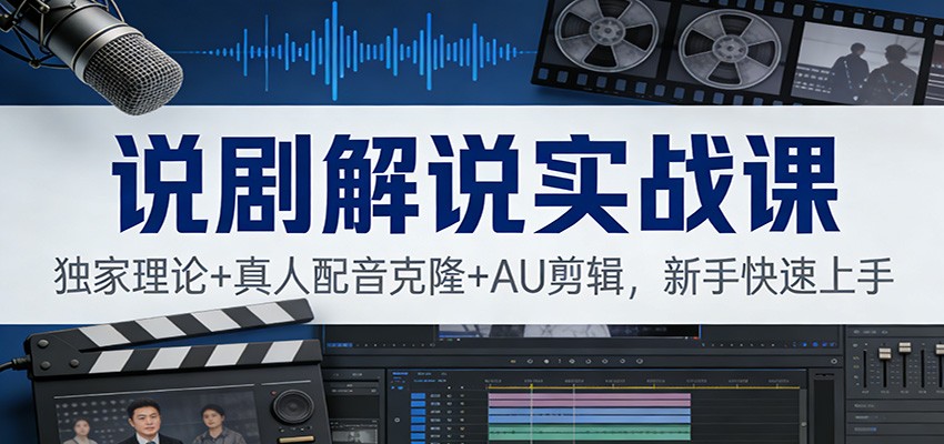 说剧解说实战课：独家理论+真人配音克隆+AU剪辑，新手快速上手 - 星辰网创 - 网创副业项目资源站-星辰网创 - 网创副业项目资源站