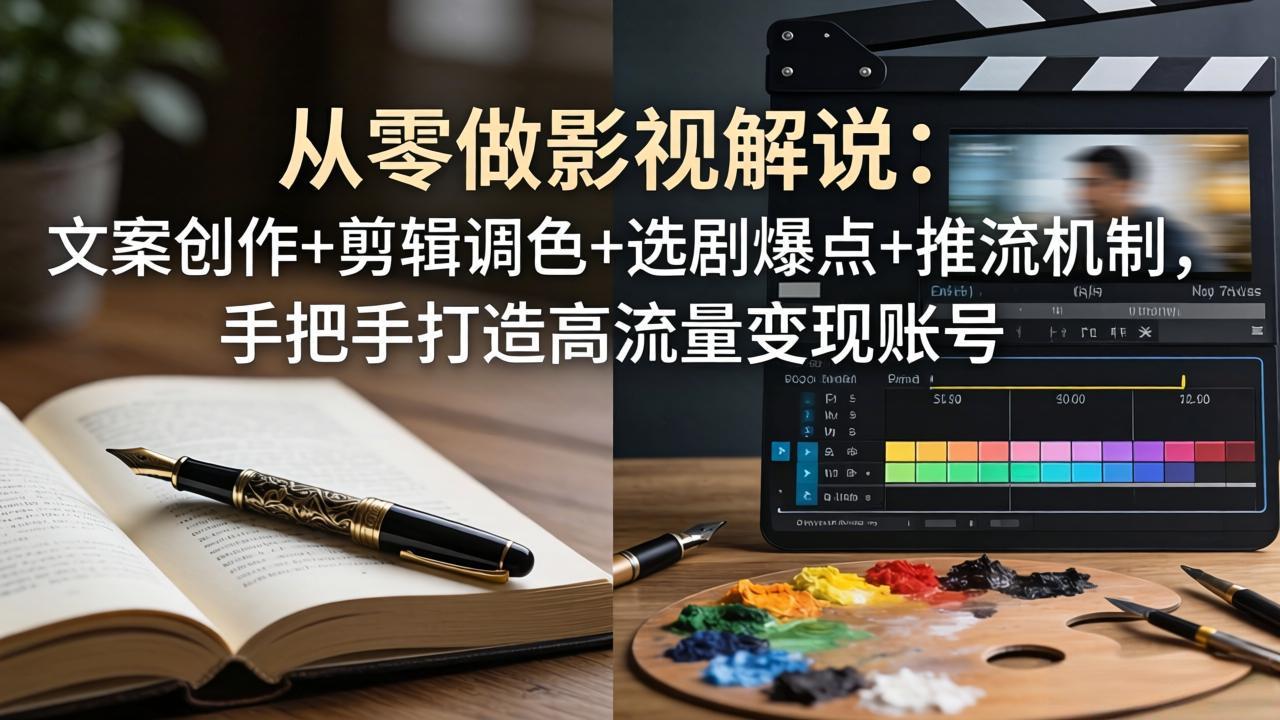 从零做影视解说:文案创作+剪辑调色+选剧爆点+推流机制,手把手打造高流量变现账号-星辰网创 - 网创副业项目资源站