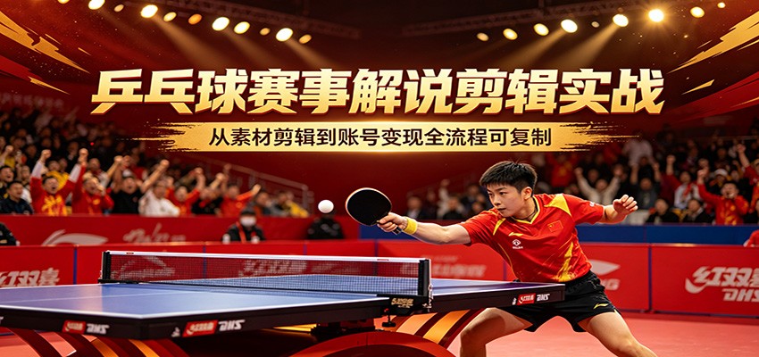 乒乓球赛事解说剪辑实战,从素材剪辑到账号变现全流程可复制-星辰网创 - 网创副业项目资源站