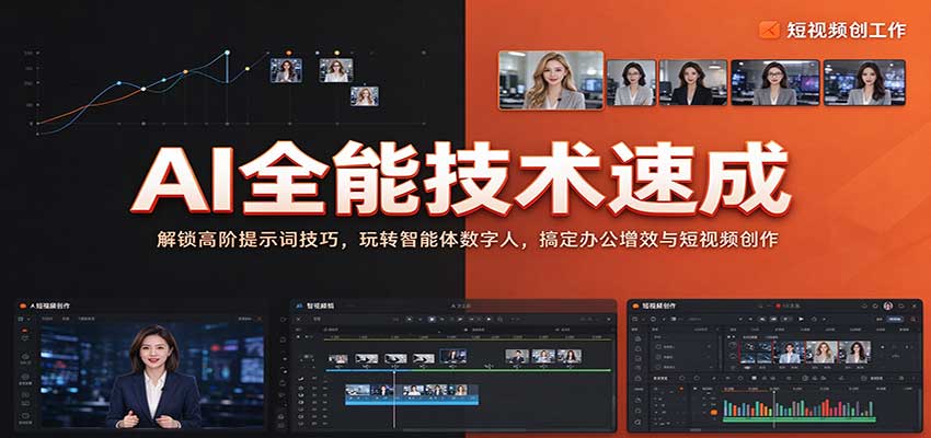 AI全能技术速成：解锁高阶提示词技巧，玩转智能体数字人，搞定办公增效与短视频创作-星辰网创 - 网创副业项目资源站
