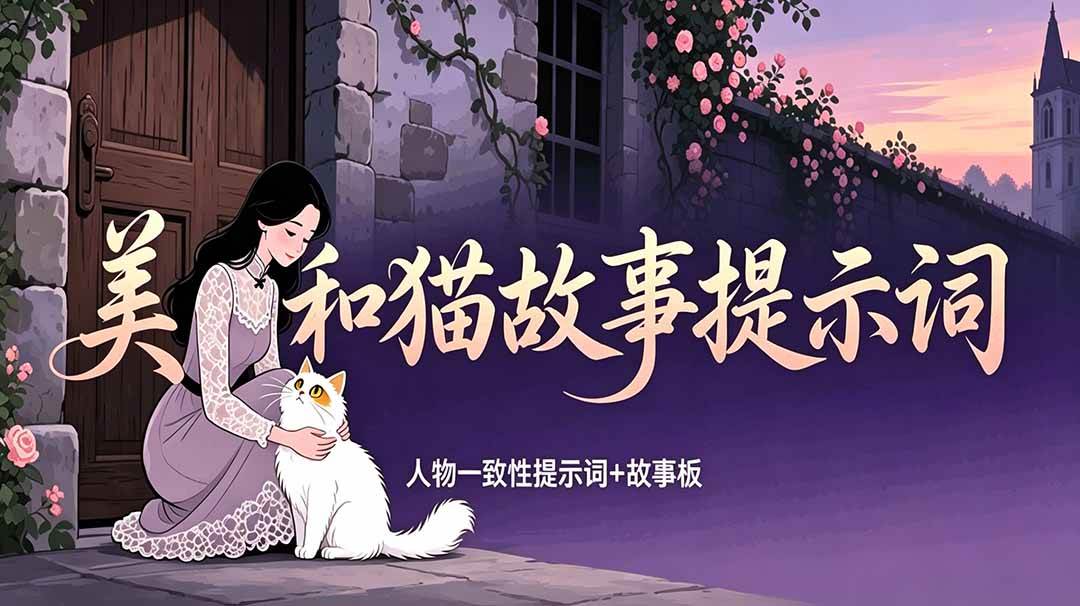 (18909期)美女和猫故事提示词,人物一致性提示词+故事板-星辰网创 - 网创副业项目资源站