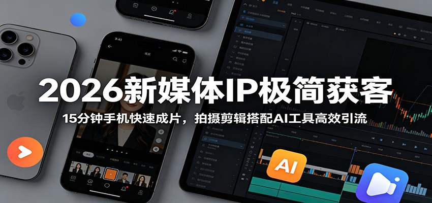 2026新媒体IP极简获客:15分钟手机快速成片,拍摄剪辑搭配AI工具高效引流-星辰网创 - 网创副业项目资源站