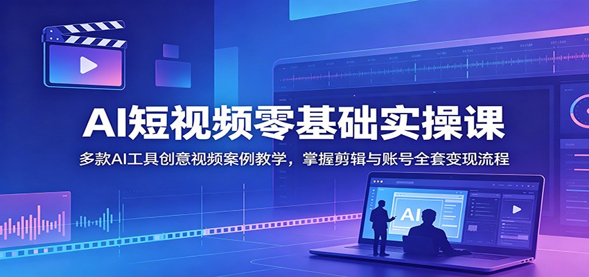 AI短视频零基础实操课:多款AI工具创意视频案例教学,掌握剪辑与账号全套变现流程-星辰网创 - 网创副业项目资源站