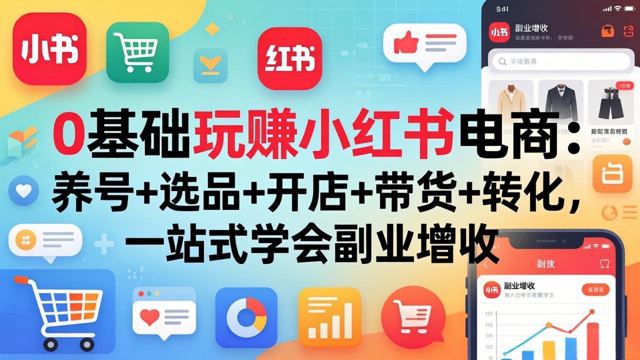 0基础玩赚小红书电商：养号+选品+开店+带货+转化，一站式学会副业增收 - 星辰网创 - 网创副业项目资源站-星辰网创 - 网创副业项目资源站