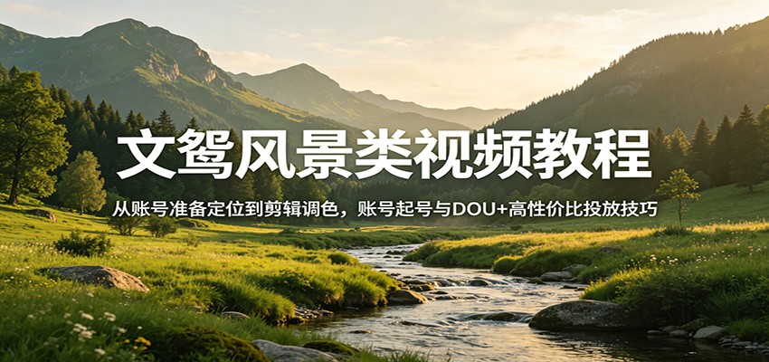 风景视频创作教程：从账号准备定位到剪辑调色，账号起号与DOU+高性价比投放技巧 - 星辰网创 - 网创副业项目资源站-星辰网创 - 网创副业项目资源站