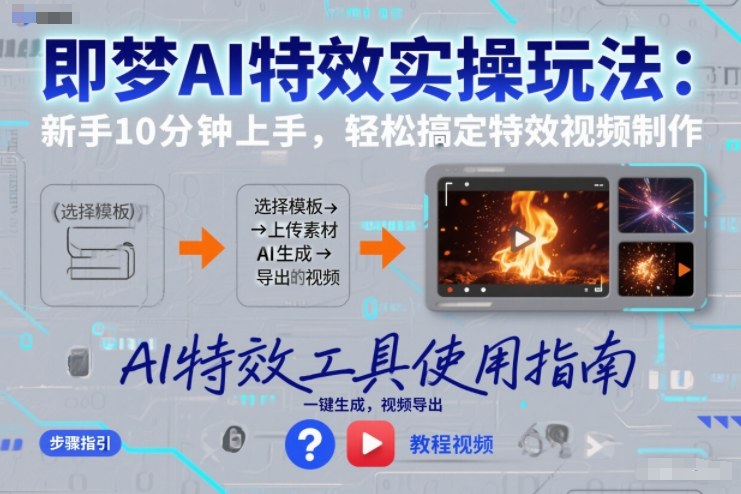 即梦AI特效实操玩法:新手10分钟上手,轻松搞定特效视频制作-星辰网创 - 网创副业项目资源站
