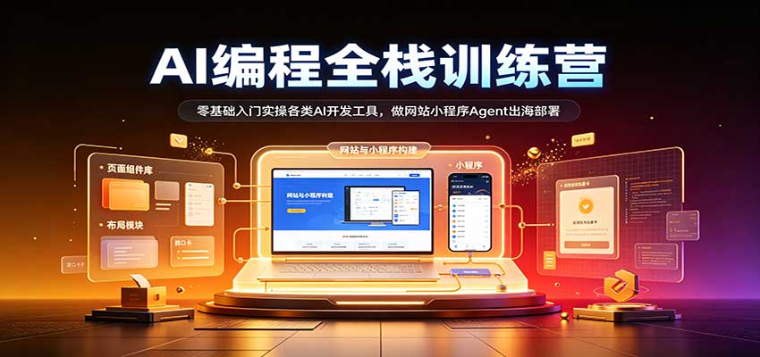 AI编程全栈训练营::零基础入门实操各类AI开发工具,做网站小程序Agent出海部署-星辰网创 - 网创副业项目资源站