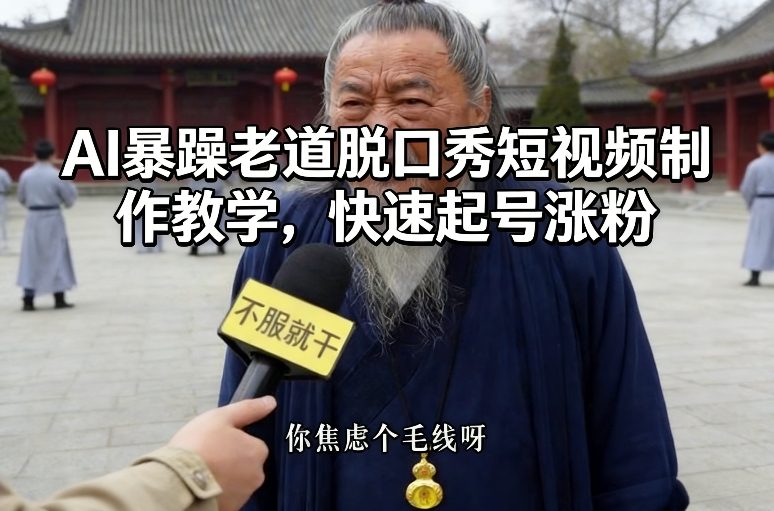 AI暴躁老道脱口秀短视频制作教学,快速起号涨粉-星辰网创 - 网创副业项目资源站