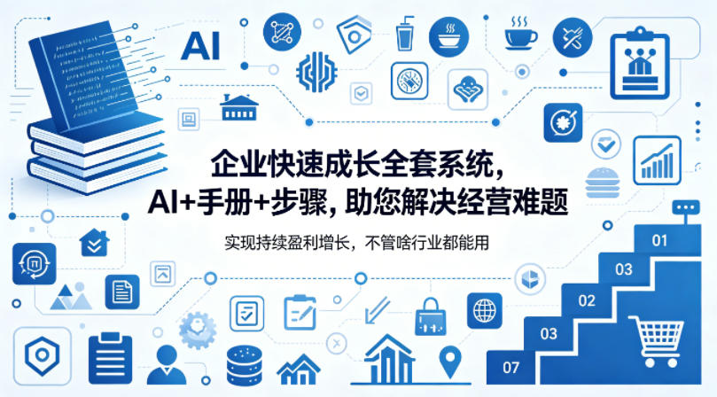 企业快速成长全套系统,AI+手册+步骤,助您解决经营难题,实现持续盈利增长,不管啥行业都能用