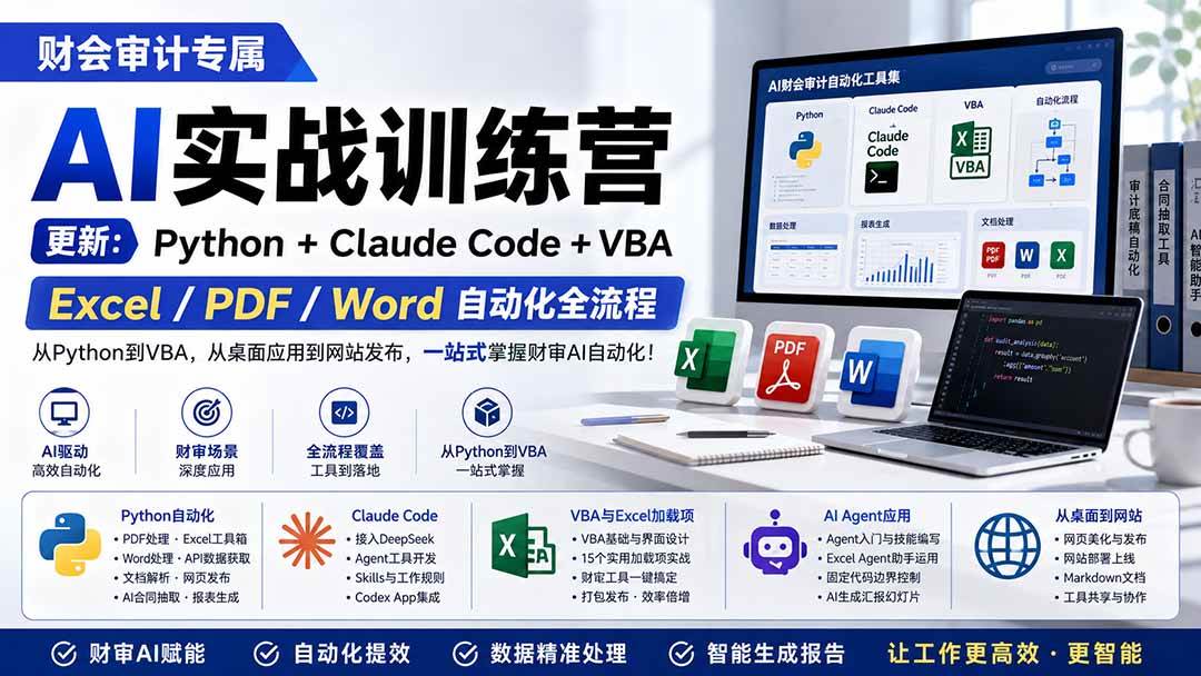 （19887期）财会审计专属 AI实战训练营：Python+Claude Code+VBA，Excel/PDF/Word自动化全流程 (更新) - 星辰网创 - 网创副业项目资源站-星辰网创 - 网创副业项目资源站