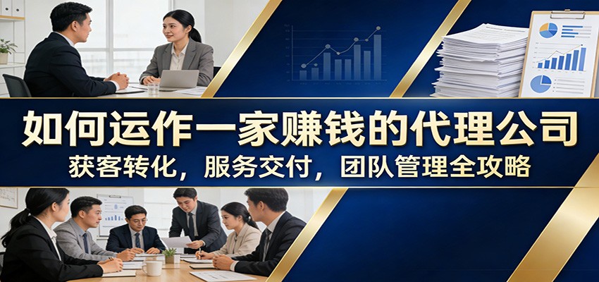 如何运作一家赚钱的代理公司：获客转化，服务交付，团队管理全攻略 - 星辰网创 - 网创副业项目资源站-星辰网创 - 网创副业项目资源站
