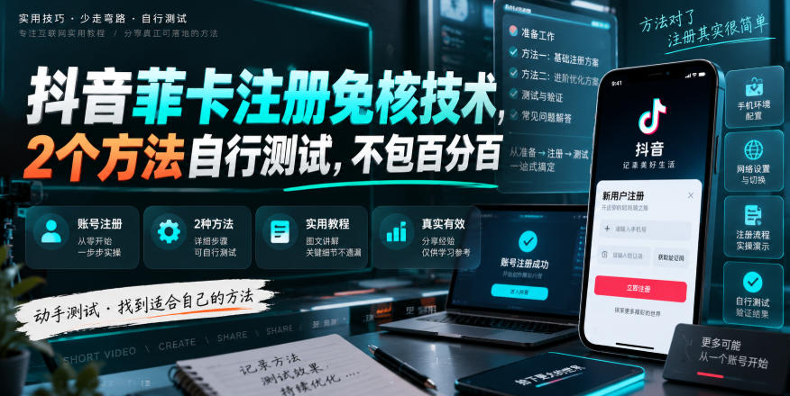 抖音菲卡注册免核技术,2个方法自行测试,不包百分百-星辰网创 - 网创副业项目资源站