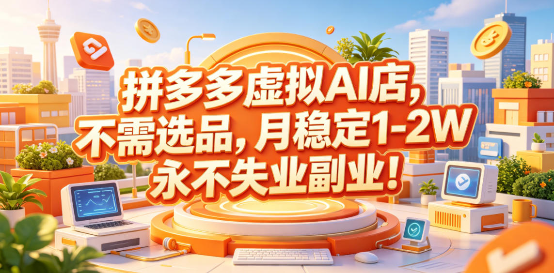 拼多多虚拟AI店,不需选品,月稳定1-2W,永不失业副业!【揭秘】-星辰网创 - 网创副业项目资源站