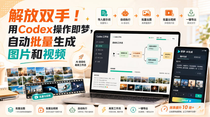 解放双手!用Codex操作即梦,自动批量生成图片和视频-星辰网创 - 网创副业项目资源站