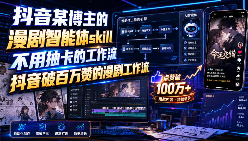 抖音某博主的漫剧智能体skill，不用抽卡的工作流，抖音破百万赞的漫剧工作流（更新） - 星辰网创 - 网创副业项目资源站-星辰网创 - 网创副业项目资源站
