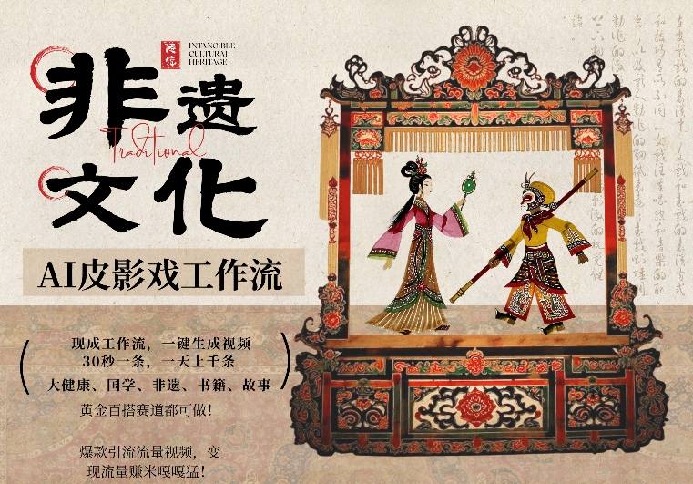 AI一键生成民俗文化非遗皮影戏视频,一刀不剪无需剪辑,30S一条,一天上百条,流量财富嘎嘎猛