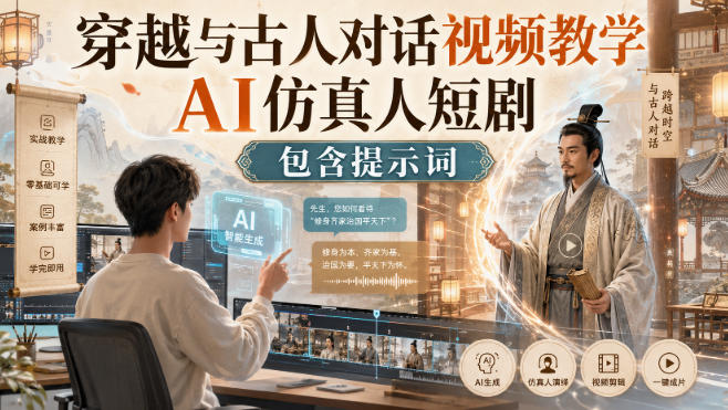 穿越与古人对话视频教学,AI仿真人短剧,包含提示词-星辰网创 - 网创副业项目资源站