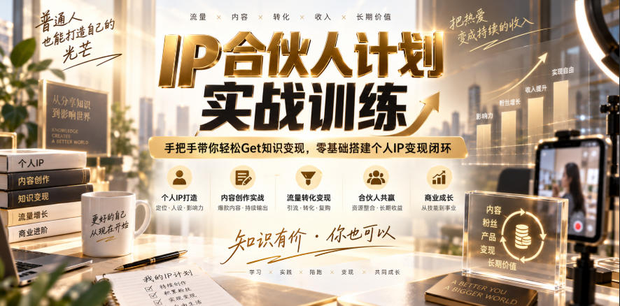 IP合伙人计划实战训练,手把手带你轻松Get知识变现,零基础搭建个人IP变现闭环(更新260908)-星辰网创 - 网创副业项目资源站