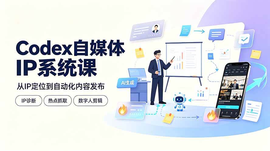 (19258期)Codex自媒体IP系统课:IP诊断/热点抓取/IP蒸馏 Skill,爆款复刻数字人多平台自动发布教程-星辰网创 - 网创副业项目资源站