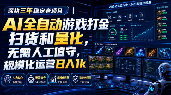 全自动游戏打金和皮肤扫货,规模化运营日入10张,深耕三年稳定老项目!-星辰网创 - 网创副业项目资源站