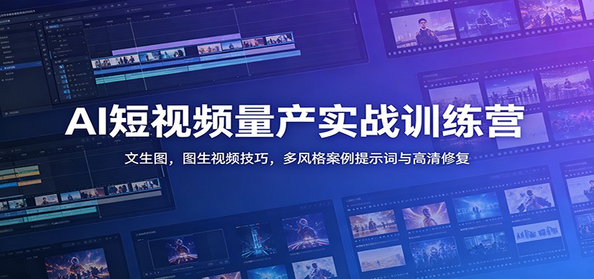 AI短视频量产实战训练营:文生图,图生视频技巧,多风格案例提示词与高清修复-星辰网创 - 网创副业项目资源站