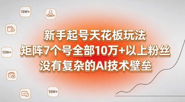 新手起号天花板玩法,矩阵7个号全部10W+以上粉丝,没有复杂的AI技术壁垒-星辰网创 - 网创副业项目资源站