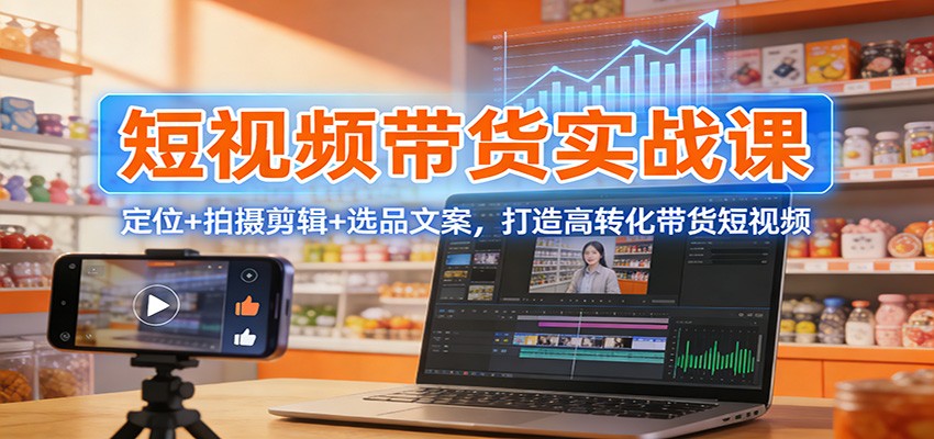 短视频带货实战课:定位+拍摄剪辑+选品文案,打造高转化带货短视频-星辰网创 - 网创副业项目资源站