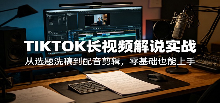 TIKTOK长视频解说实战：从选题洗稿到配音剪辑，零基础也能上手 - 星辰网创 - 网创副业项目资源站-星辰网创 - 网创副业项目资源站