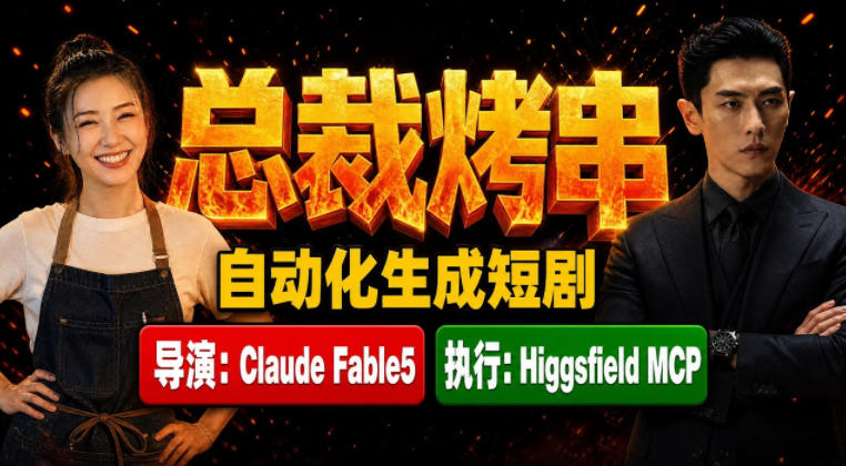 Claude Fable5担任导演+Higgsfield MCP落地执行｜《总裁烤串》真人质感短剧全自动AI生成全流程教学-星辰网创 - 网创副业项目资源站