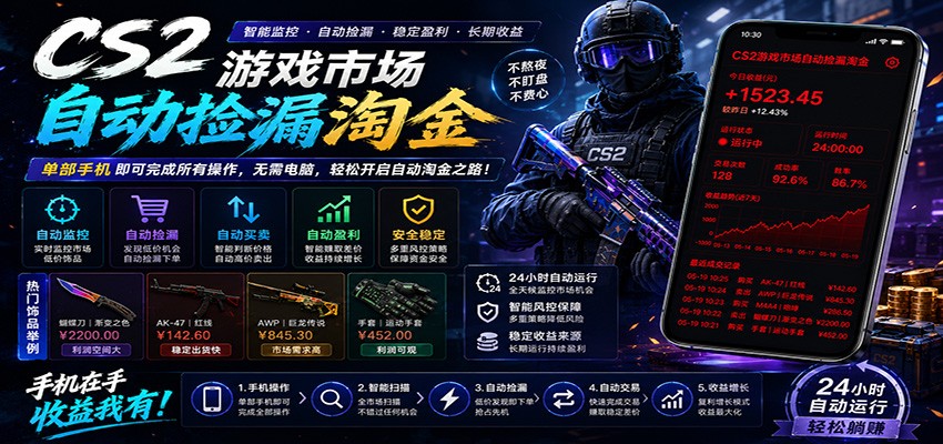 CSGO挂机捡漏项目通过利用游戏饰品交易机制，结合薄凉软件辅助捡漏，实现盈利 - 星辰网创 - 网创副业项目资源站-星辰网创 - 网创副业项目资源站