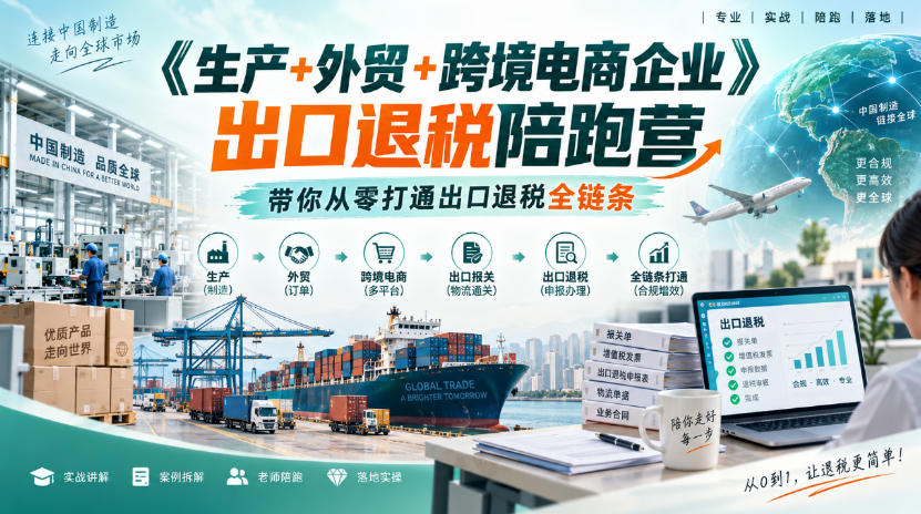 《生产+外贸+跨境电商企业》出口退税陪跑营，带你从零打通出口退税全链条-星辰网创 - 网创副业项目资源站