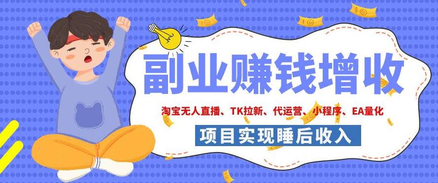 2026年多个真实落地副业项目，手把手带你搭建被动收入管道（淘宝无人直播、海外TK拉新、CSGO饰品交易、去水印小程序等）【揭秘】-星辰网创 - 网创副业项目资源站