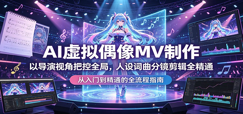 AI虚拟偶像MV制作：以导演视角把控全局，人设词曲分镜剪辑全精通 - 星辰网创 - 网创副业项目资源站-星辰网创 - 网创副业项目资源站