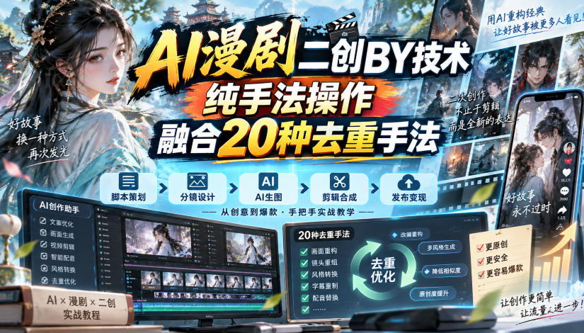 AI漫剧二创搬运技术，纯手法操作，融合20种去重手法-星辰网创 - 网创副业项目资源站