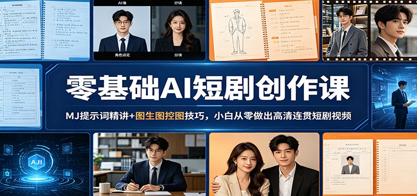 零基础AI短剧创作课：MJ提示词精讲+图生图控图技巧，小白从零做出高清连贯短剧视频 - 星辰网创 - 网创副业项目资源站-星辰网创 - 网创副业项目资源站