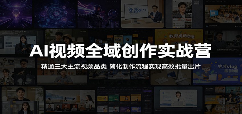 AI视频全域创作实战营：精通三大主流视频品类，简化制作流程实现高效批量出片 - 星辰网创 - 网创副业项目资源站-星辰网创 - 网创副业项目资源站