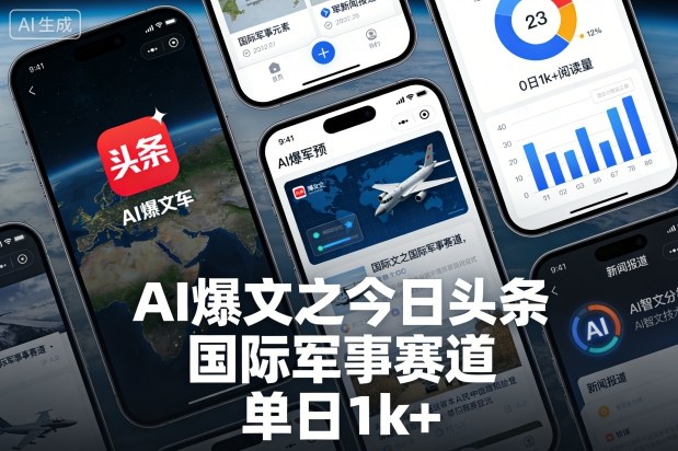 AI爆文之今日头条,国际军事赛道,单日1k+