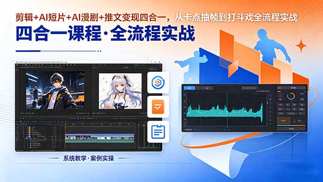 剪辑+AI短片+AI漫剧+推文变现四合一,从卡点抽帧到打斗戏全流程实战-星辰网创 - 网创副业项目资源站