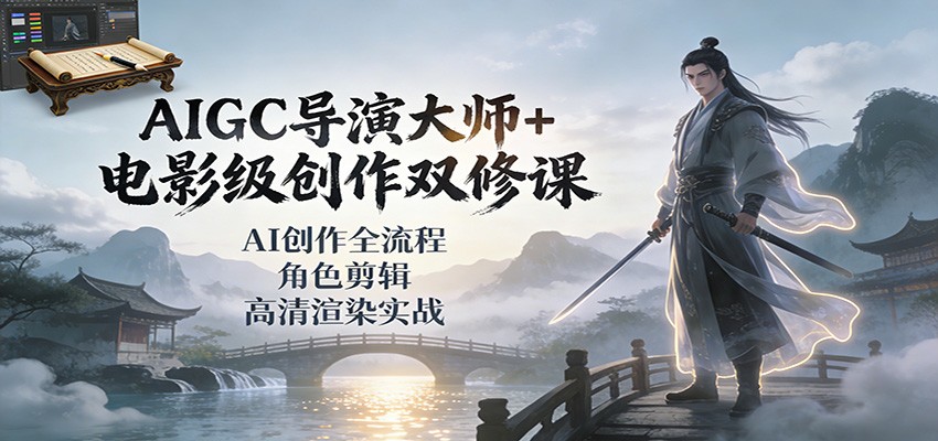 AIGC导演大师+电影级创作双修课：AI创作全流程、角色剪辑、高清渲染实战 - 星辰网创 - 网创副业项目资源站-星辰网创 - 网创副业项目资源站