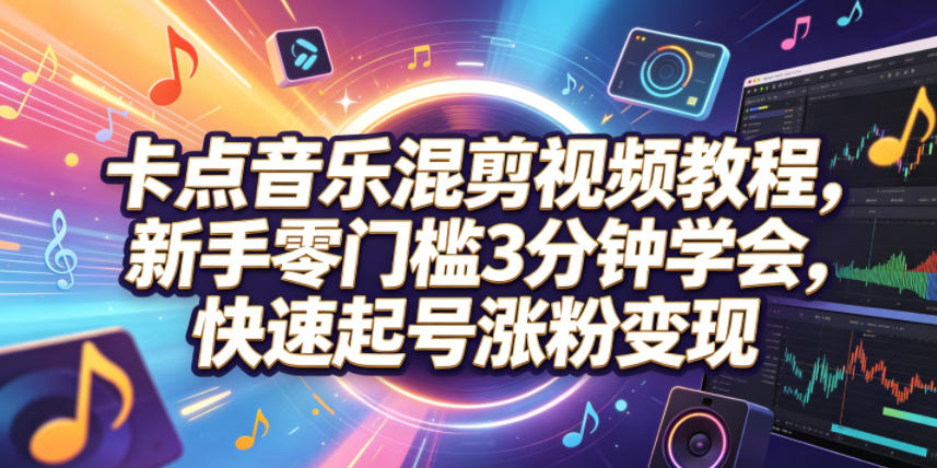 卡点音乐混剪视频教程,新手零门槛3分钟学会,快速起号涨粉变现-星辰网创 - 网创副业项目资源站