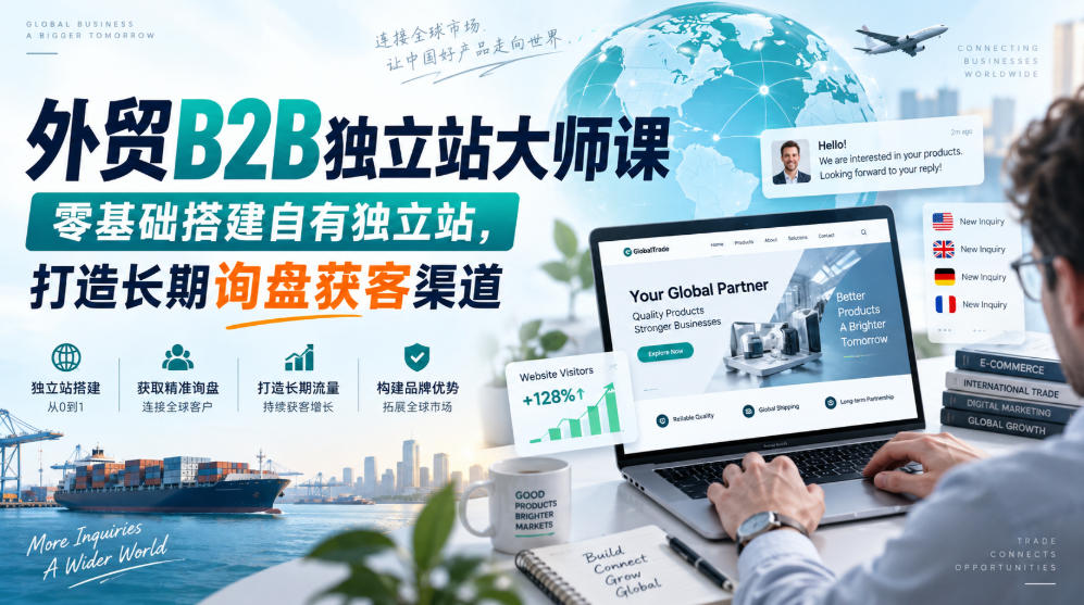 外贸B2B独立站大师课，零基础搭建自有独立站，打造长期询盘获客渠道-星辰网创 - 网创副业项目资源站