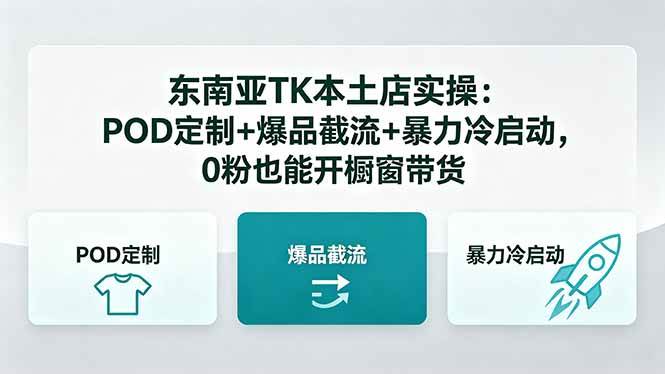 (18488期)东南亚TK本土店实操-5月更新:POD定制+爆品截流+暴力冷启动,0粉也能开橱窗带货-星辰网创 - 网创副业项目资源站