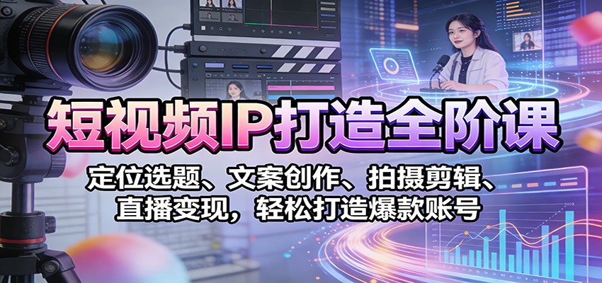 短视频IP打造全阶课:定位选题、文案创作、拍摄剪辑、直播变现,轻松打造爆款账号-星辰网创 - 网创副业项目资源站