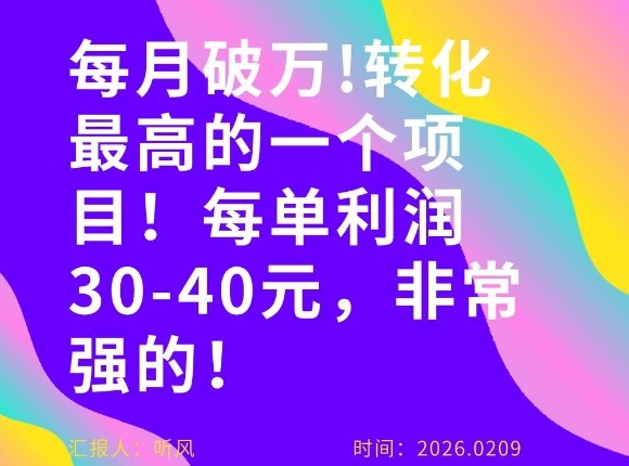 每月破1W！转化率非常高的一个项目，每单利润30-40，非常牛！-星辰网创 - 网创副业项目资源站